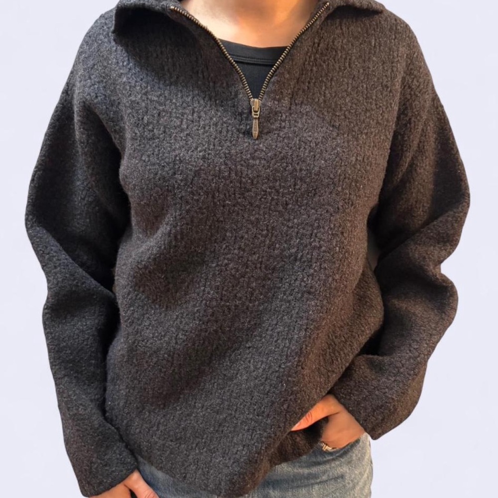 Banana Republic Charcoal Quarter-Zip Sweater